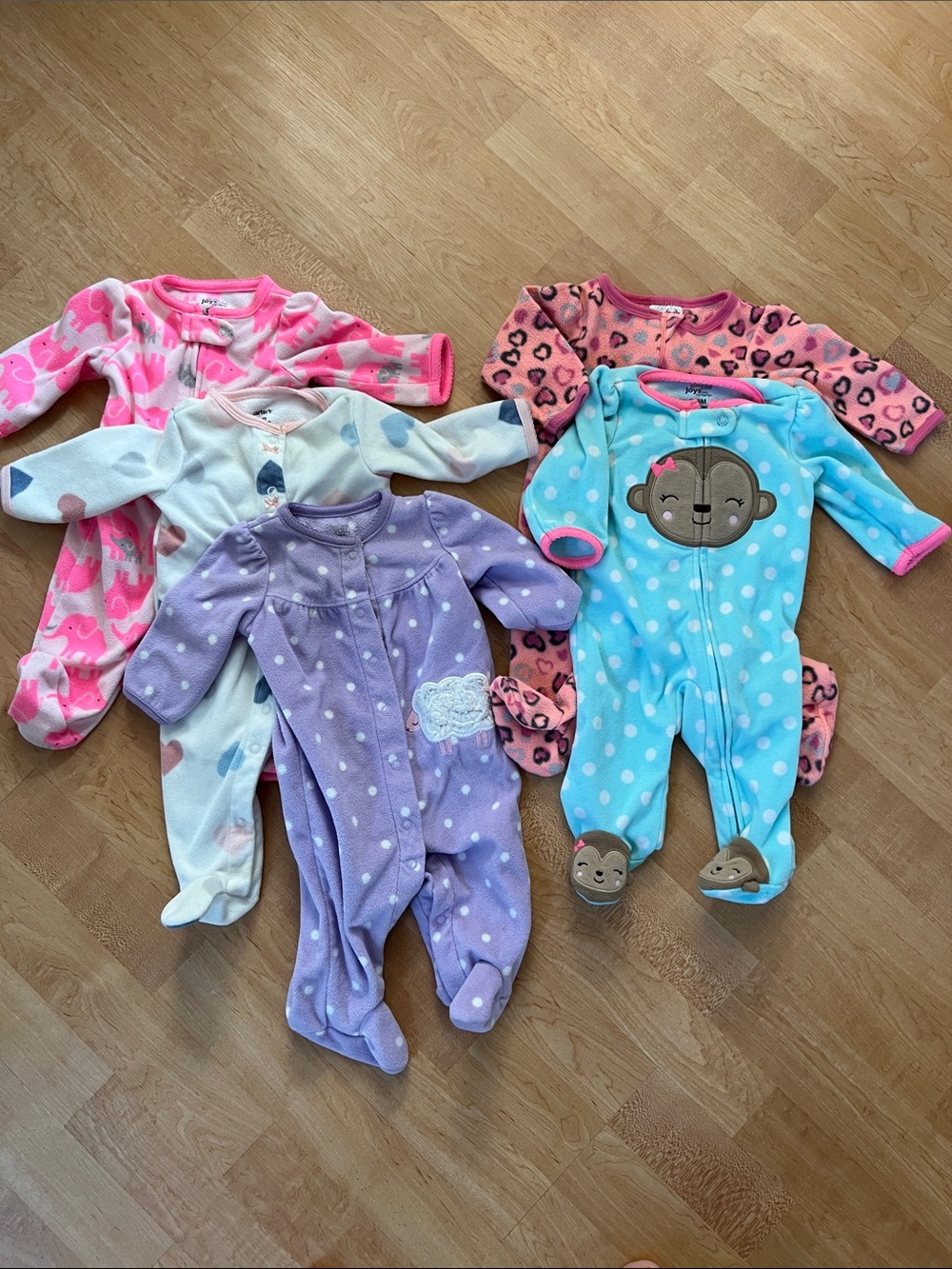 Carters 0-3M Baby girl One-Piece Footie Fleece Sleepers PJs Sleep n Play